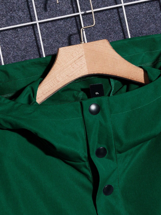 Manfinity Hypemode Loose Fit Men's Letter Patched Half Button Hooded Jacket