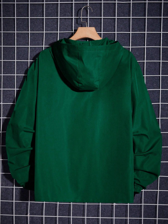 Manfinity Hypemode Loose Fit Men's Letter Patched Half Button Hooded Jacket