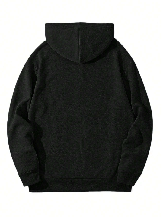 Manfinity Homme Men Star & Letter Graphic Kangaroo Pocket Thermal Hoodie