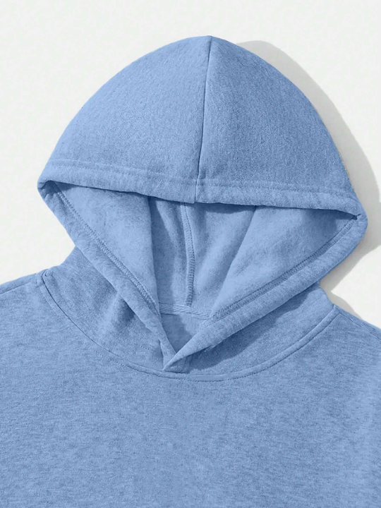 Manfinity Homme Men Star & Letter Graphic Kangaroo Pocket Thermal Hoodie