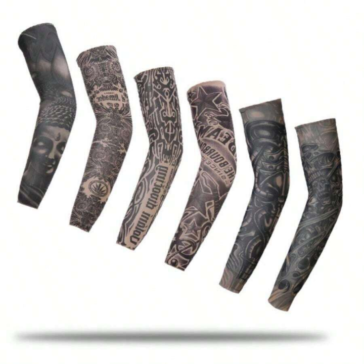 1pc Seamless, Quick-drying, Sun Protection, Uv Protection, Tattoo Ice Sleeve, Outdoor Activities Such As Cycling, Fishing, Mountaineering, Travel, Tattoo Sleeves With Random Color And Style