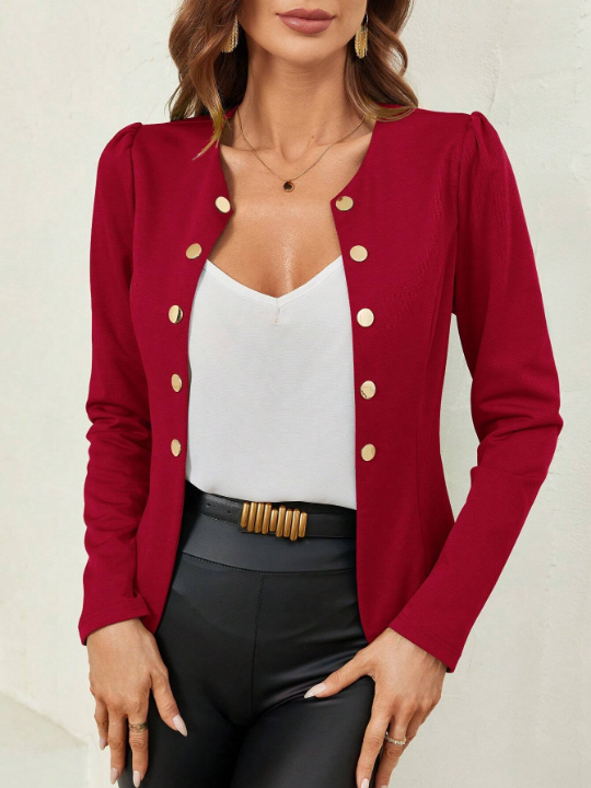 Clasi Solid Button Front Jacket
