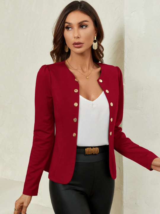 Clasi Solid Button Front Jacket