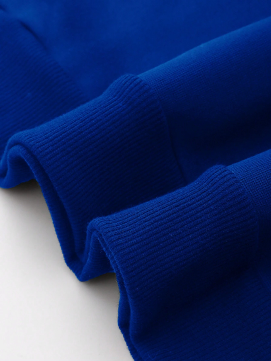 Men Slogan Graphic Kangaroo Pocket Drawstring Thermal Hoodie