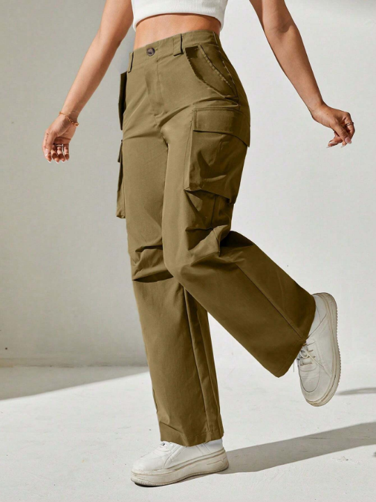 PETITE Solid Flap Pocket Cargo Pants