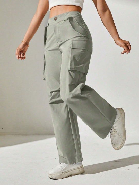 PETITE Solid Flap Pocket Cargo Pants