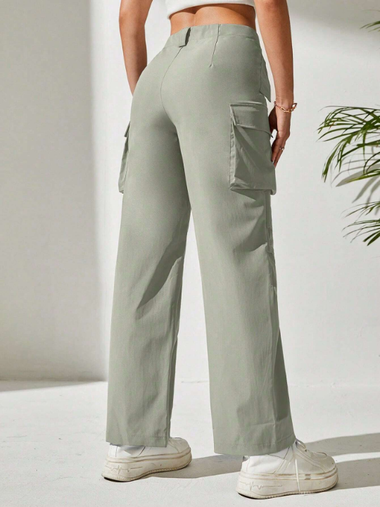 PETITE Solid Flap Pocket Cargo Pants