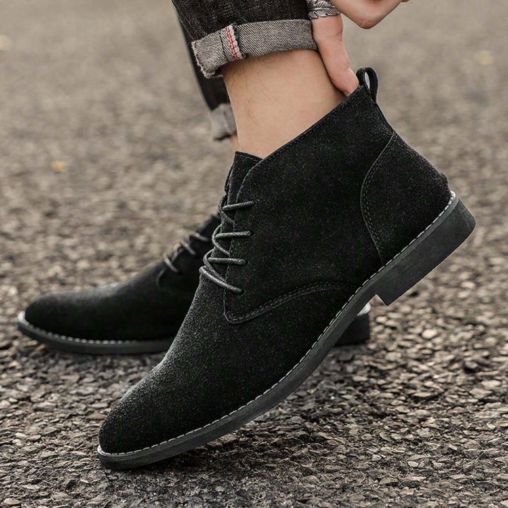 Men New Vintage Plus Size Boots, All Season Velvet Lace-Up High Top Shoes, Men's Cross-Border Shoes (Thin Style, Run Small, Advised To Pick One Size Up)