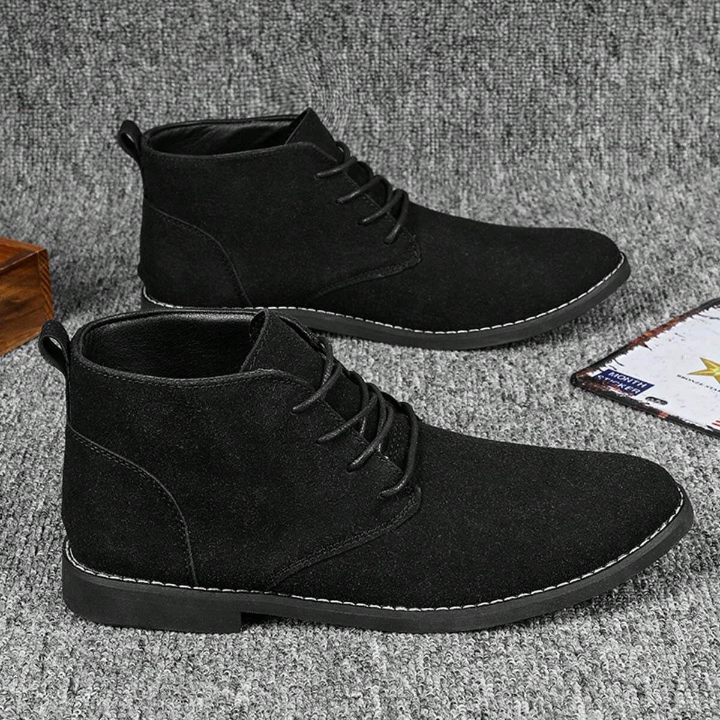 Men New Vintage Plus Size Boots, All Season Velvet Lace-Up High Top Shoes, Men's Cross-Border Shoes (Thin Style, Run Small, Advised To Pick One Size Up)