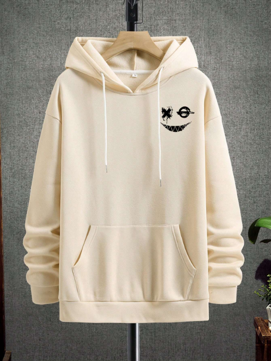 Manfinity EMRG Men Cartoon Graphic Drop Shoulder Drawstring Hoodie