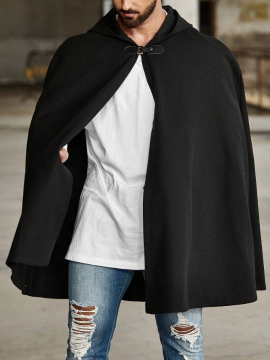 Manfinity Homme Loose Fit Men's Cloak Sleeve Hooded Cape Overcoat