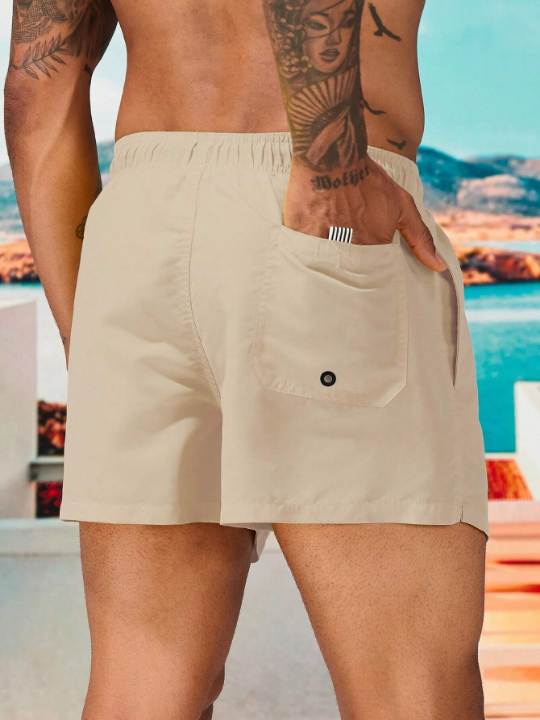 Manfinity Swimmode Men Drawstring Waist Slant Pocket Swim Trunks