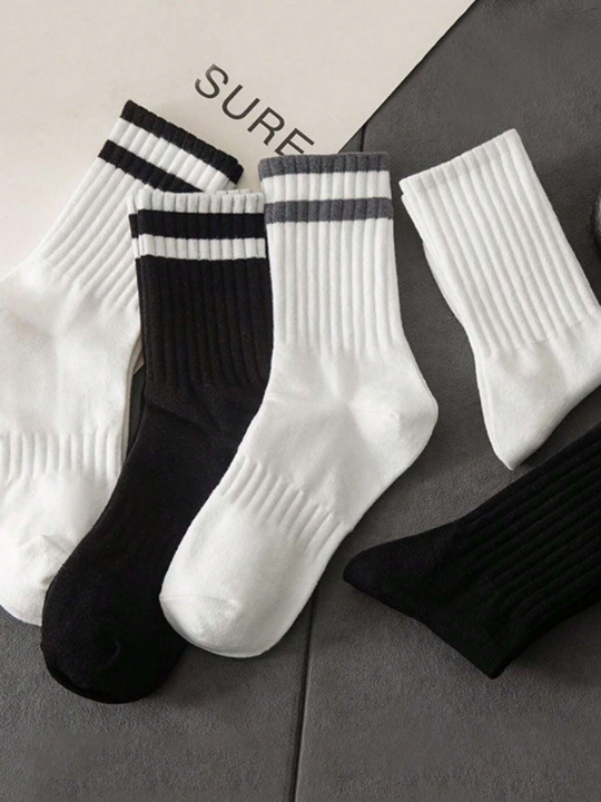 5 Pairs Men's Spring & Autumn New Casual Versatile Mid-Calf Couple Socks