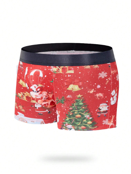 Men Christmas Print Boxer Brief