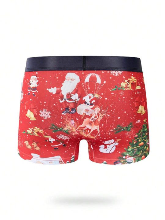Men Christmas Print Boxer Brief