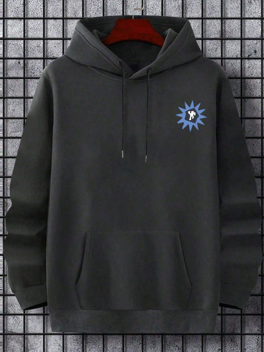 Men Cartoon & Slogan Graphic Hoodie