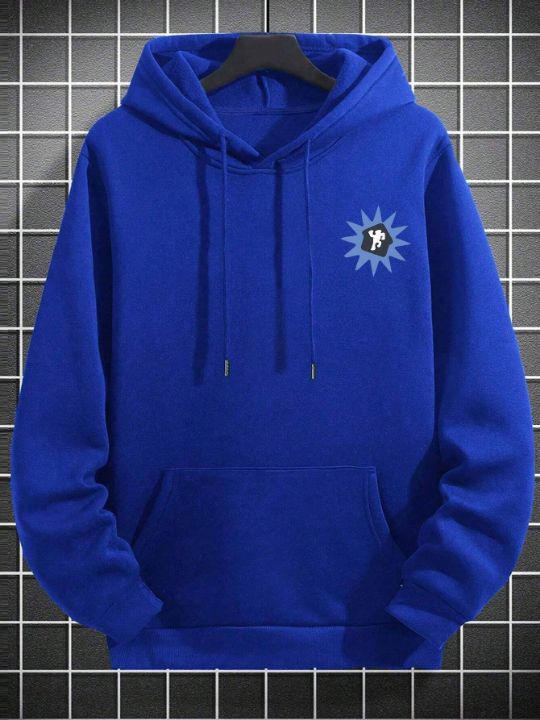 Men Cartoon & Slogan Graphic Drop Shoulder Hoodie