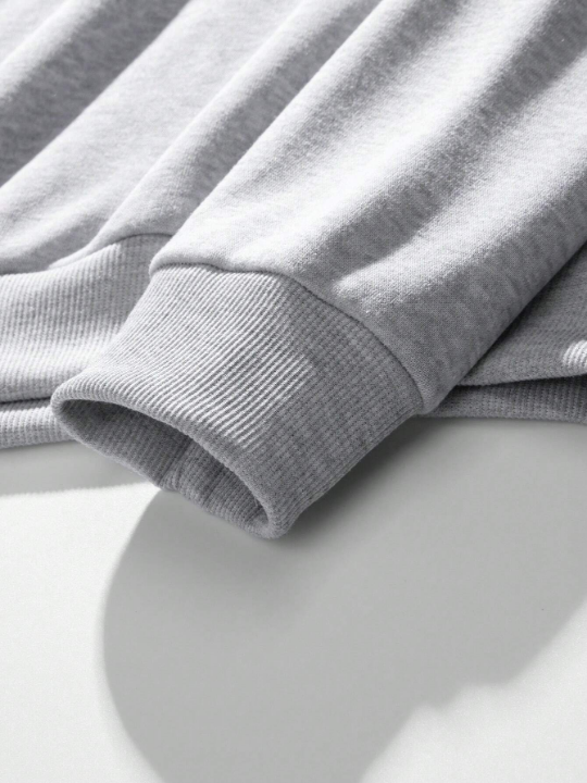 Men Slogan & Cartoon Graphic Drop Shoulder Drawstring Hoodie