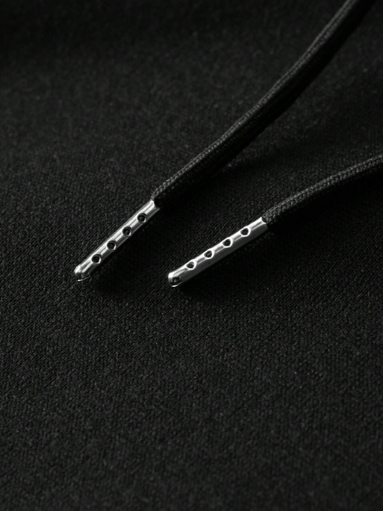 Men Slogan & Cartoon Graphic Kangaroo Pocket Drawstring Hoodie