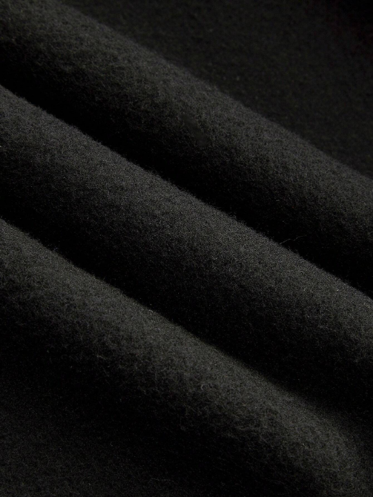 Manfinity 1pc Loose Men's Graphic Print Zipper Closure Drawstring Thermal Lined Hoodie