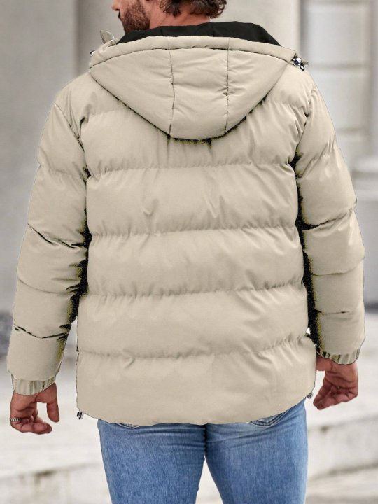 Manfinity Loose Fit Men's Hooded Puffer Coat With Flap Pockets And Drawstring