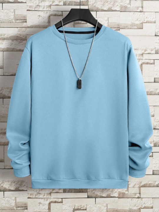 Men Solid Thermal Lined Sweatshirt Without Necklace