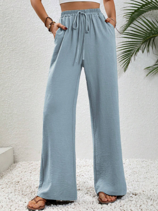 LUNE Elastic Waist Wide Leg Pants