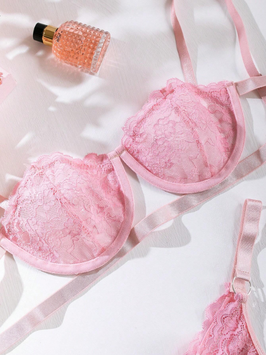 Floral Lace Underwire Lingerie Set