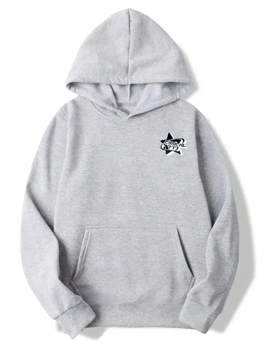 Manfinity Homme Men Star Print Kangaroo Pocket Hoodie