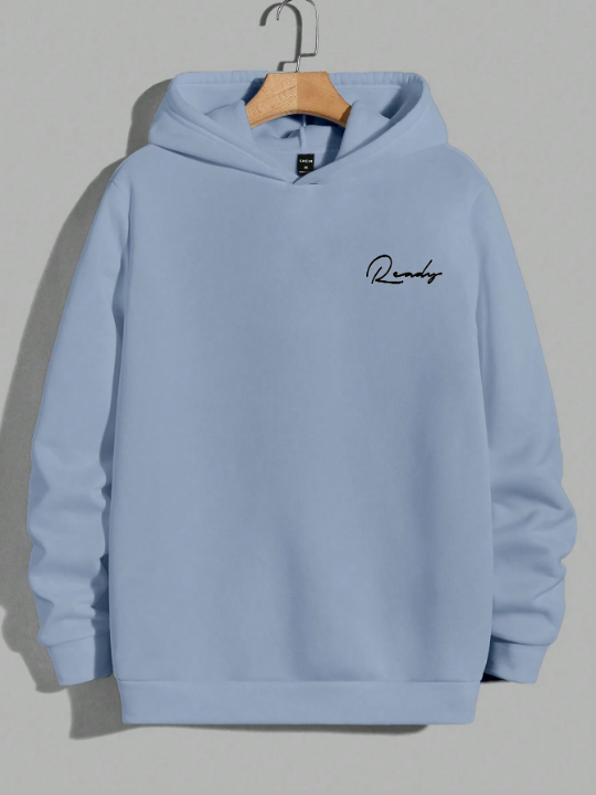 Cottnline Men Letter Graphic Hoodie