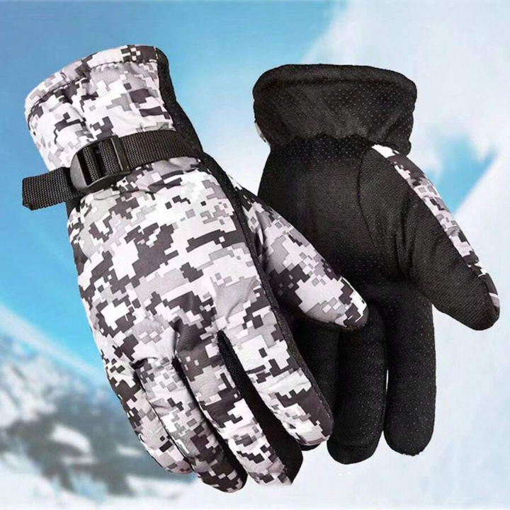 A Pair Of Winter Cycling Warm Camouflage Gloves, Non-slip, Velvet And Thickened Gloves