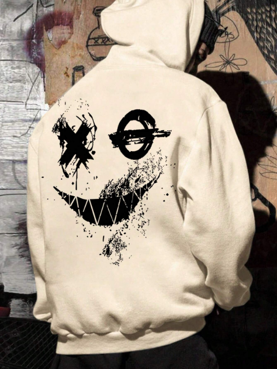 Manfinity EMRG Men Cartoon Graphic Drop Shoulder Drawstring Hoodie