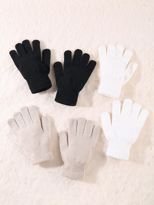 3 Pairs Winter Magic Gloves Black Knit Gloves Warm Stretchy Gloves for Cosplay Costume Cold Weather