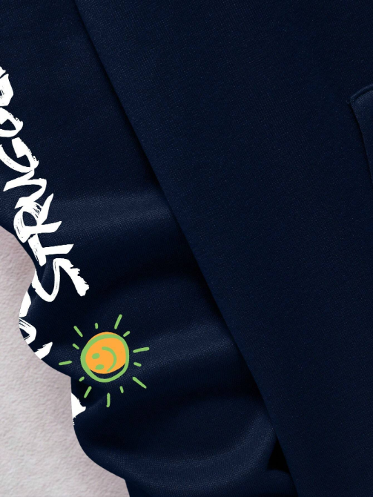 Men Bear & Letter Graphic Drop Shoulder Hoodie