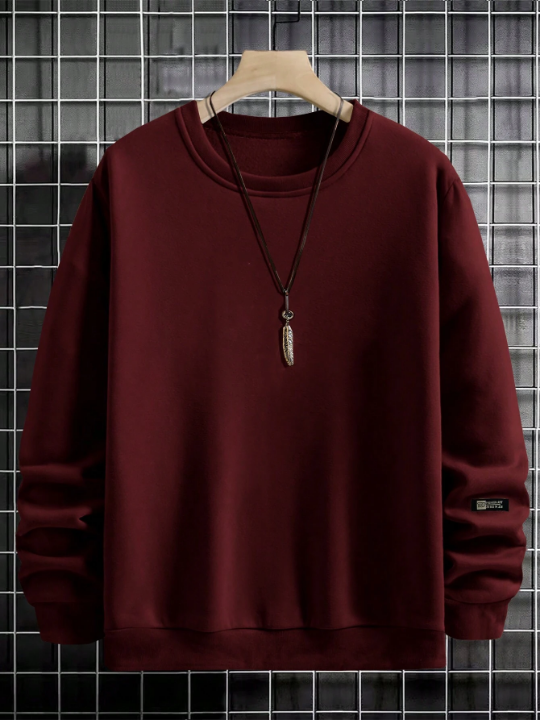 Cottnline Men 1pc Solid Drop Shoulder Sweatshirt