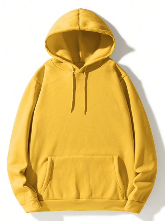 Men Kangaroo Pocket Drawstring Hoodie