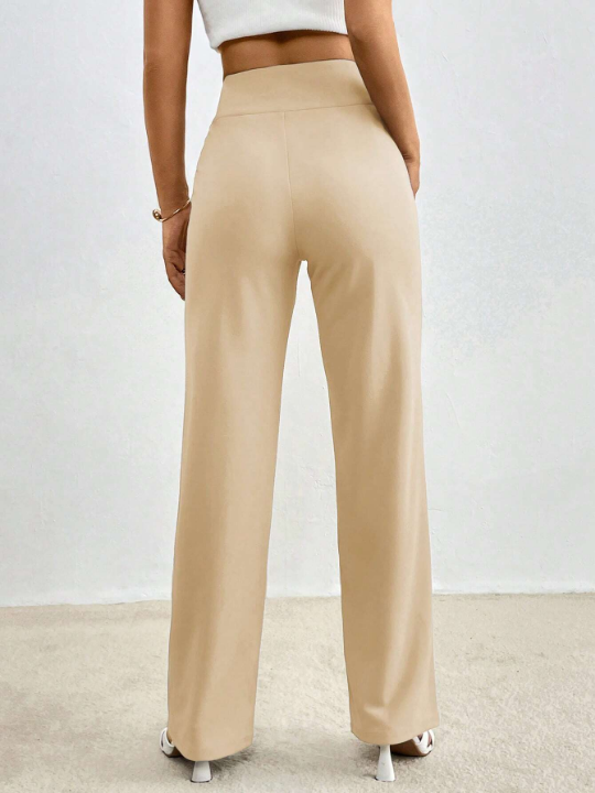 Priv Solid High Waist Straight Leg Pants