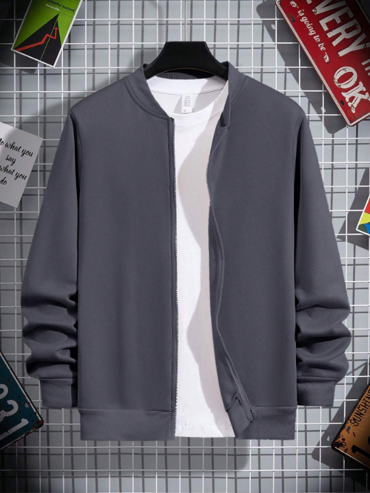 Men Zip Up Bomber Jacket Without Tee