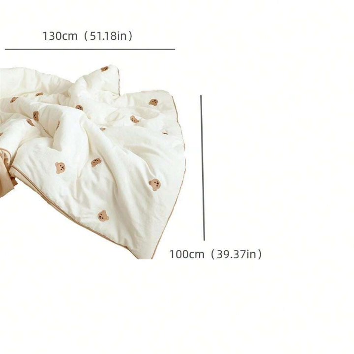 1pc Thickened Bear Printed Baby Quilt With Integrated Warm Keeping Function, Suitable For Kindergarten Children And Baby’s Nap During Spring/autumn/winter