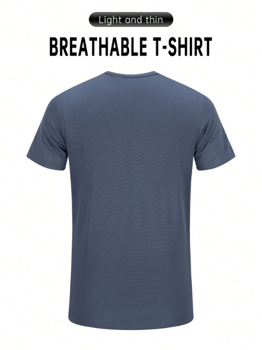 Men's Quick Dry Fitness Outfit Set, Including T-Shirt And Shorts, For Running, Gym, And Casual Wear, Ultrathin Breathable Fabric Gym Clothes Men Basic T-Shirt