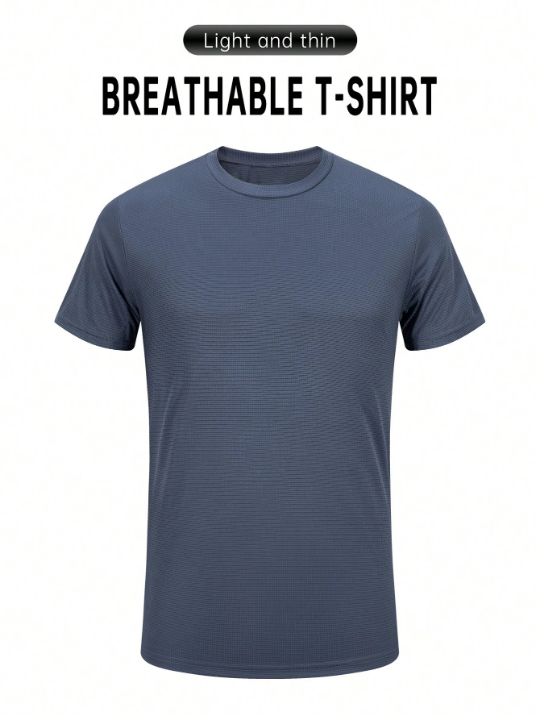 Men's Quick Dry Fitness Outfit Set, Including T-Shirt And Shorts, For Running, Gym, And Casual Wear, Ultrathin Breathable Fabric Gym Clothes Men Basic T-Shirt