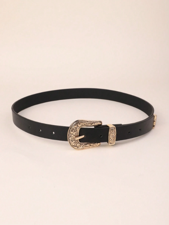 Western Style Buckle Belt For Women, Fashionable And Versatile Decorative Leather Belt