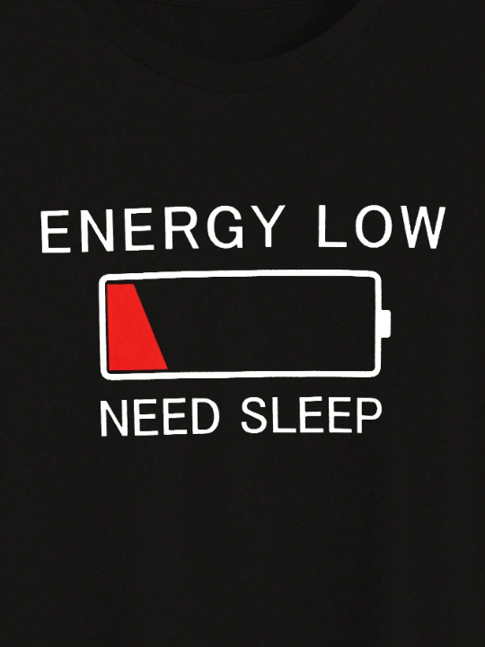 Men Slogan Graphic Tee & Plaid Pants PJ Set