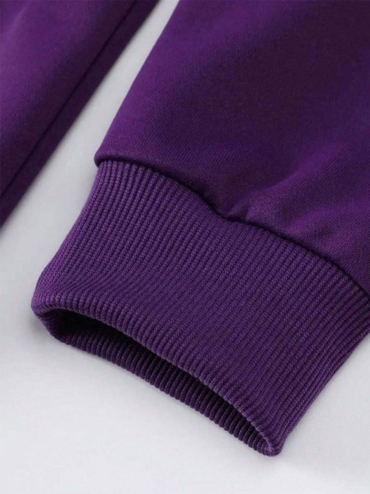 Manfinity Hypemode Loose-Fitting Men's Thermal Hoodie With Letter Graphics And Zipper