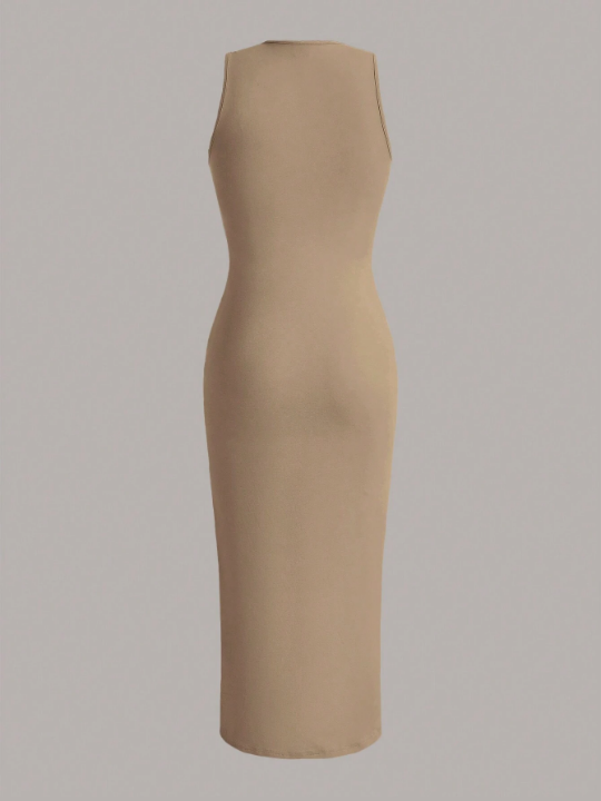 EZwear Summer Outfits Solid Ruched Waist Dress
