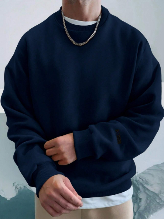 Cottnline Men Solid Drop Shoulder Sweatshirt Without Tee