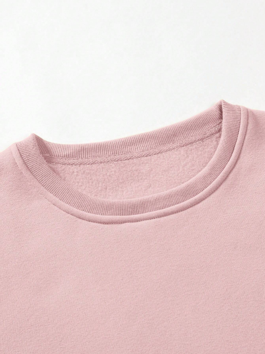 Cottnline Men's Text Patched Round Neck Loose Sweatshirt