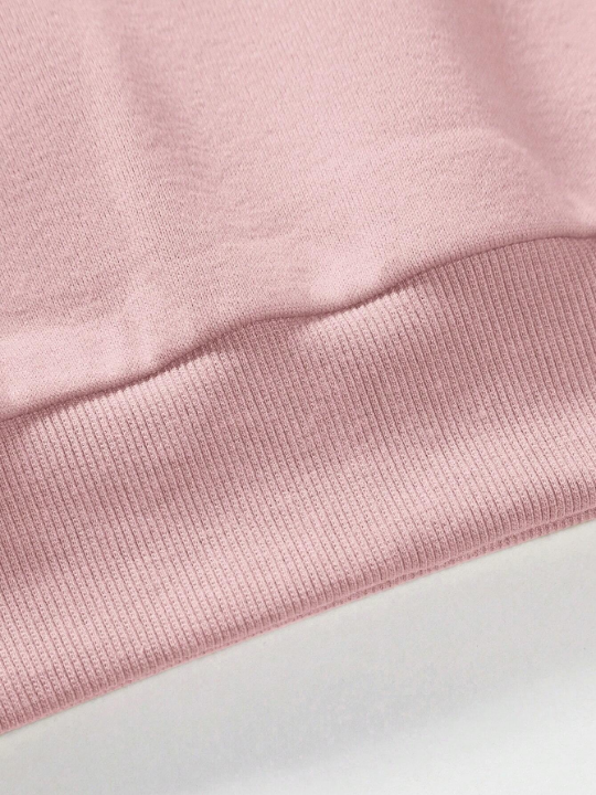 Cottnline Men's Text Patched Round Neck Loose Sweatshirt