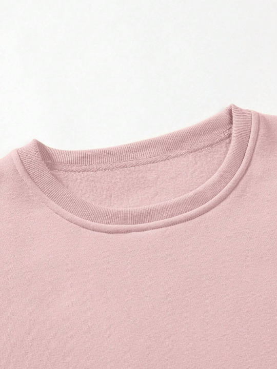 Cottnline Men's Text Patched Round Neck Loose Sweatshirt