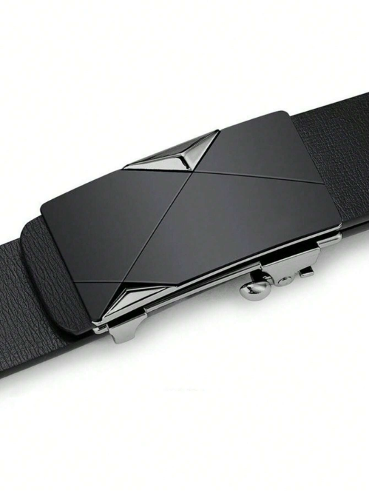 1pc Men's Fashionable Gun Black Automatic Buckle Belt, Casual All-match Waist Belt Suitable For Daily Wear, As A Gift For Guys, Young & Middle-aged Men's Business & Casual Belt